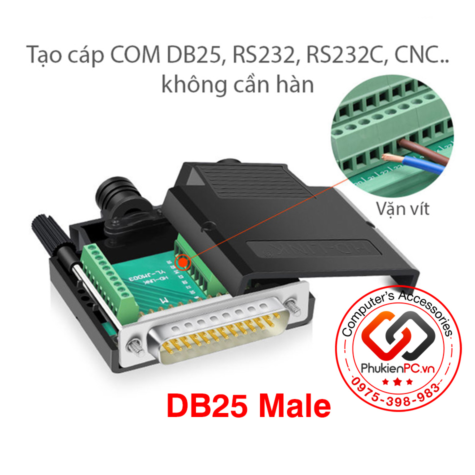 DB25 dblpt male terminal connector, female TP-LINK screw no welding. Thermal com DB25 riser cable for industrial CNC machine, LPT programming cable