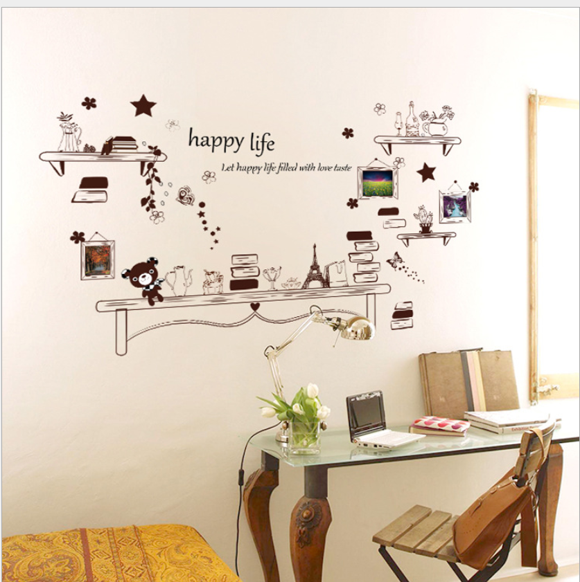 [HCM]Decal giấy dán tường Happy life WD20