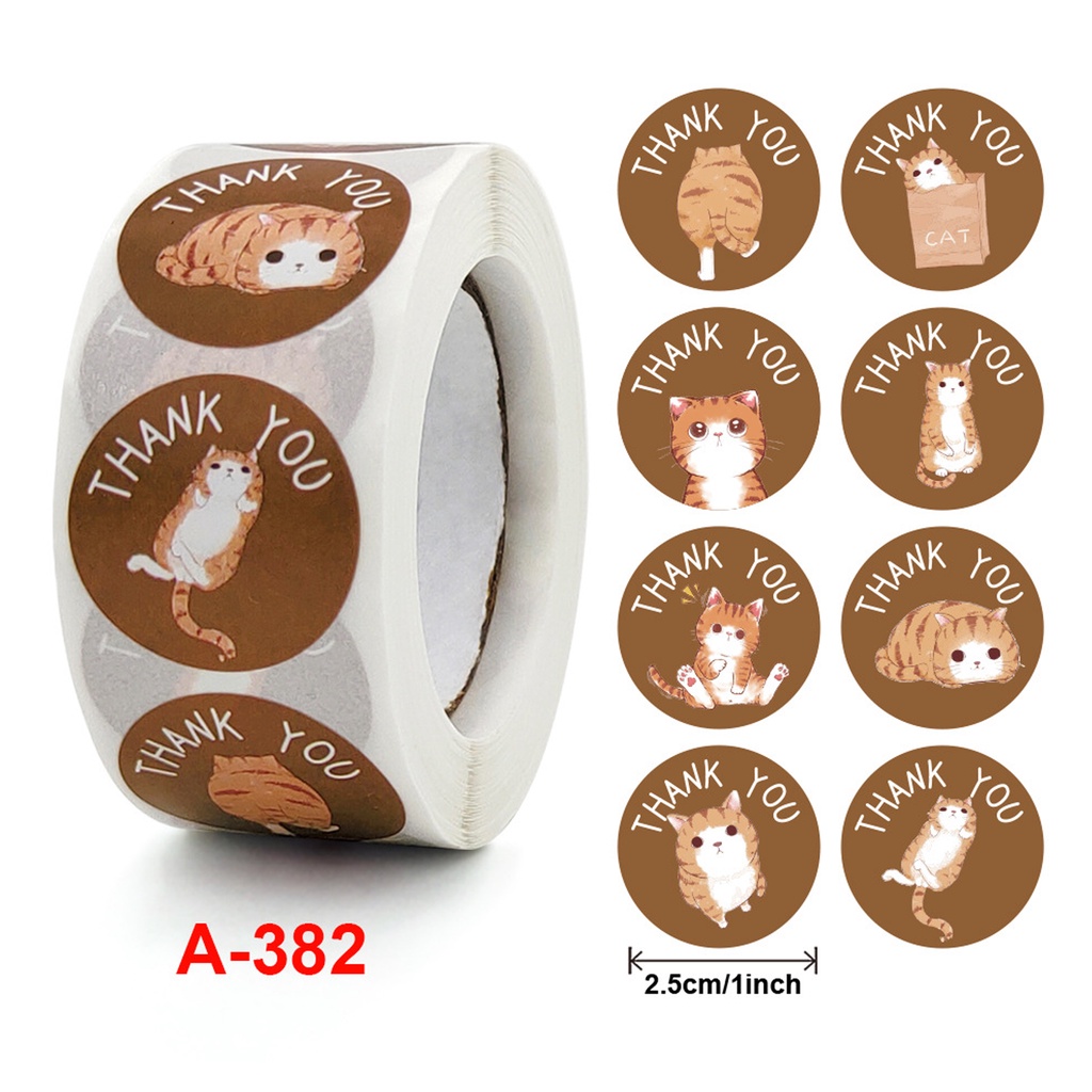 Cuộn 500 tem Sticker Thank You Dễ Thương 25mm BST A4