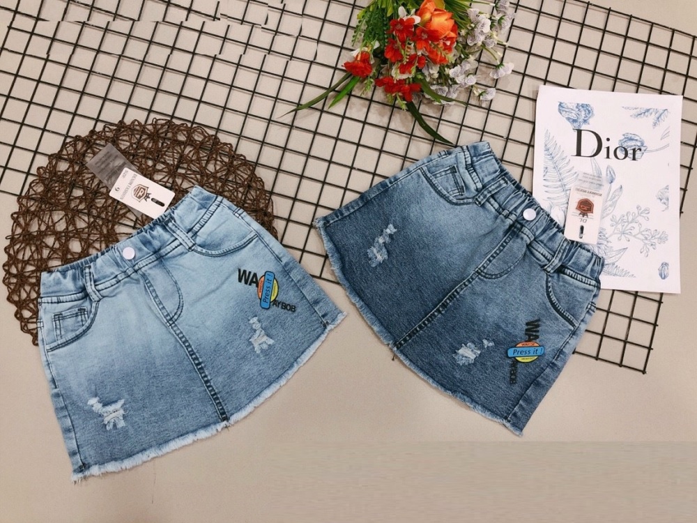 Quần jean giả váy cho bé gái size 20kg-60kg, quần váy jean co giãn mạnh - trang 25kids aq006