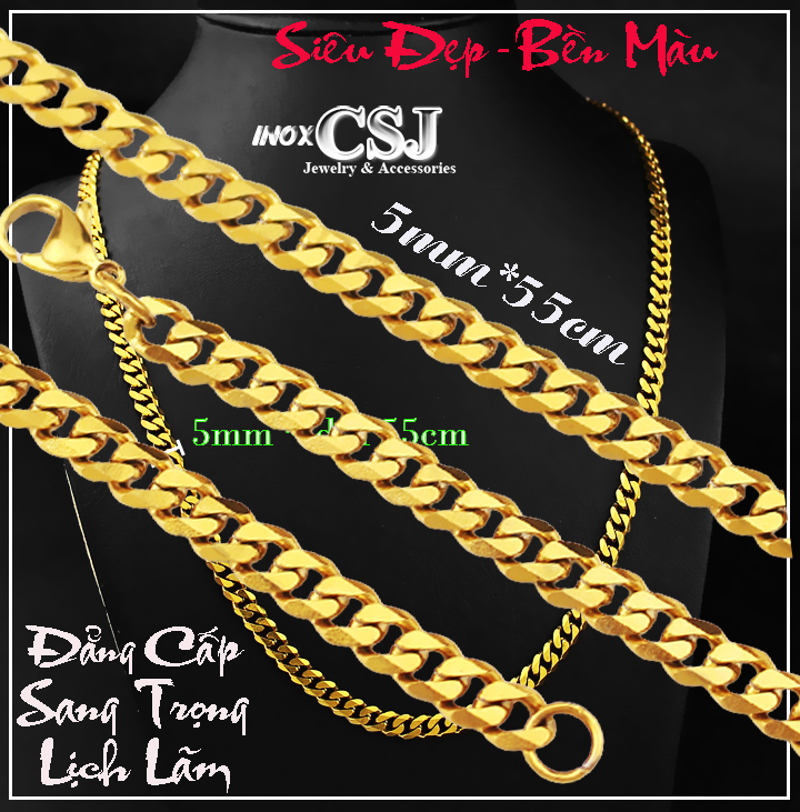 Dây chuyền nam inox kiểu lặc 5mm siêu đẹp, bền màu, sang trọng - Thể hiện đẳng cấp phái mạnh