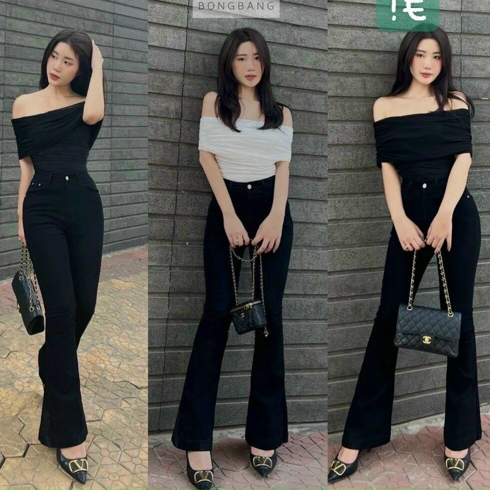 Quần jean nữ lưng cao 2023 quần loe nữ quần nữ ống loe lưng cao quần bò ống loe đẹp giá rẻ phương vi fashion