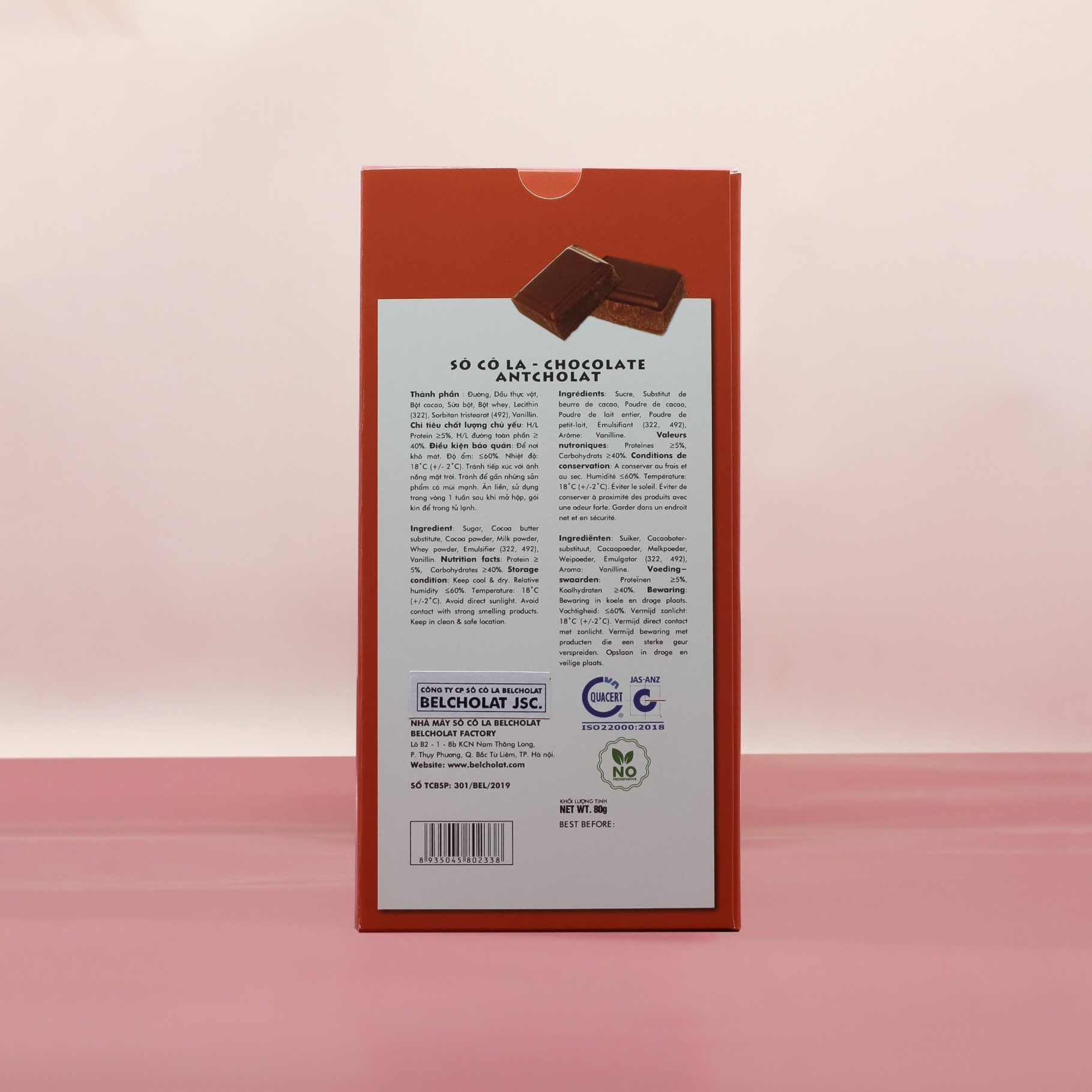 Socola Đen Antcholat Thanh 80g - Dark Chocolate Antcholat 80g