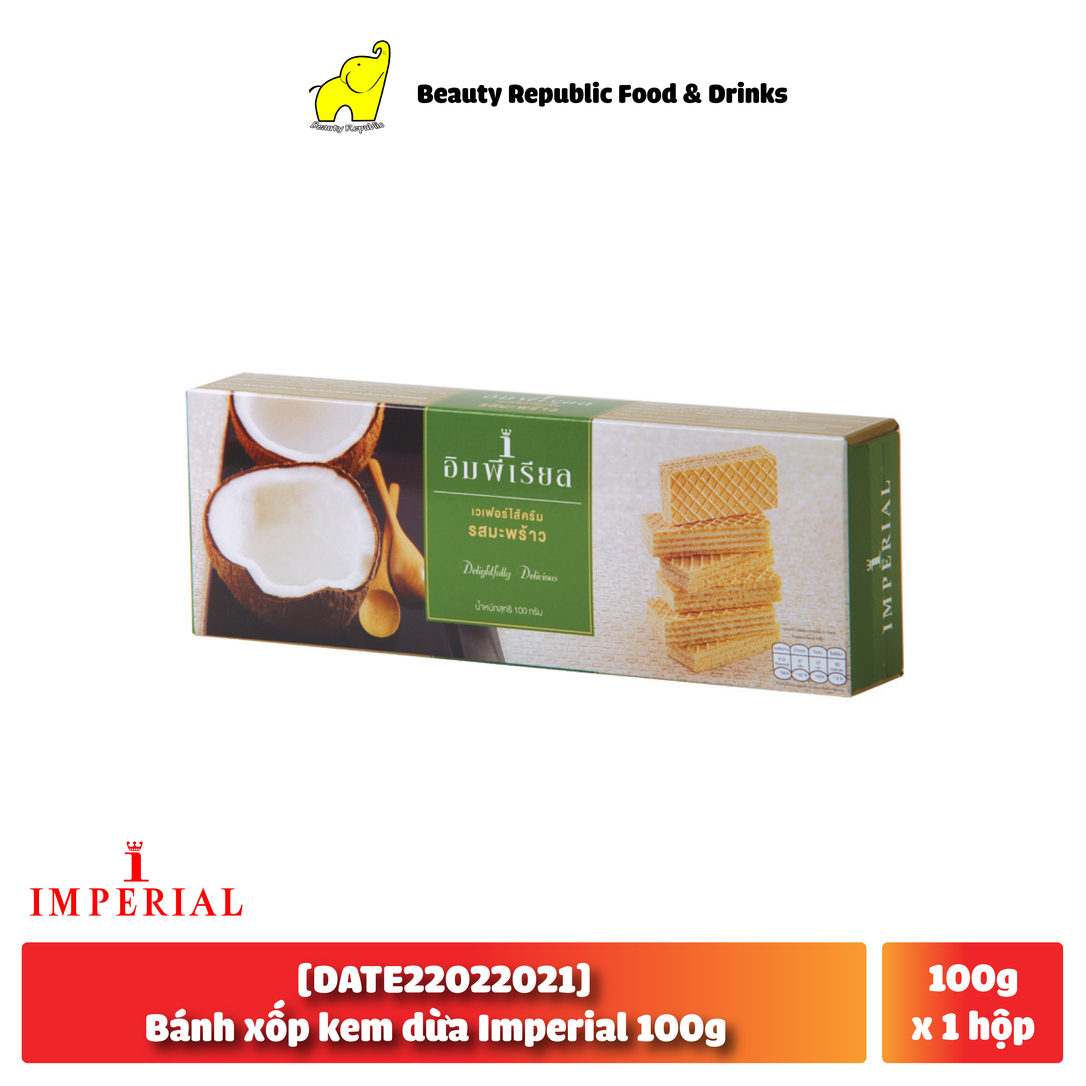 [DATE22022021]Bánh xốp kem dừa Imperial 100g