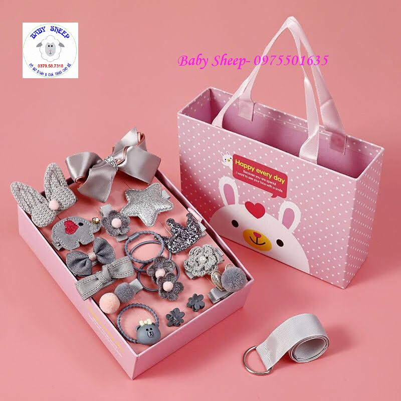 Bộ cặp tóc set nơ 18 chi tiết cho bé gái có hộp đựng làm quà siêu xinh, cam kết hàng mới 100%, chất lượng cao, sản phẩm đẹp giống với mô tả