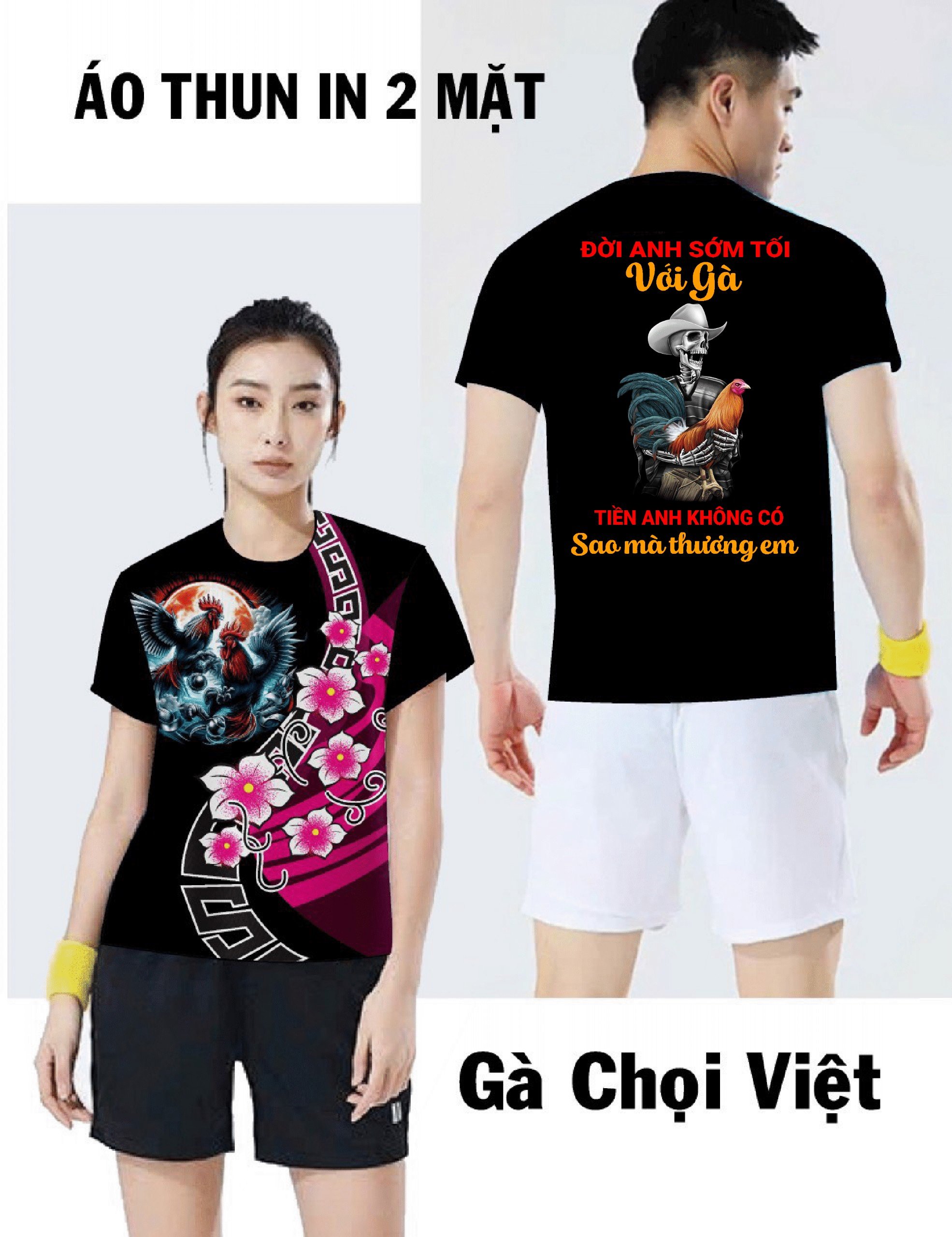 Áo thun gà chọi thiết kế , Áo in 2 mặt - 6xxx