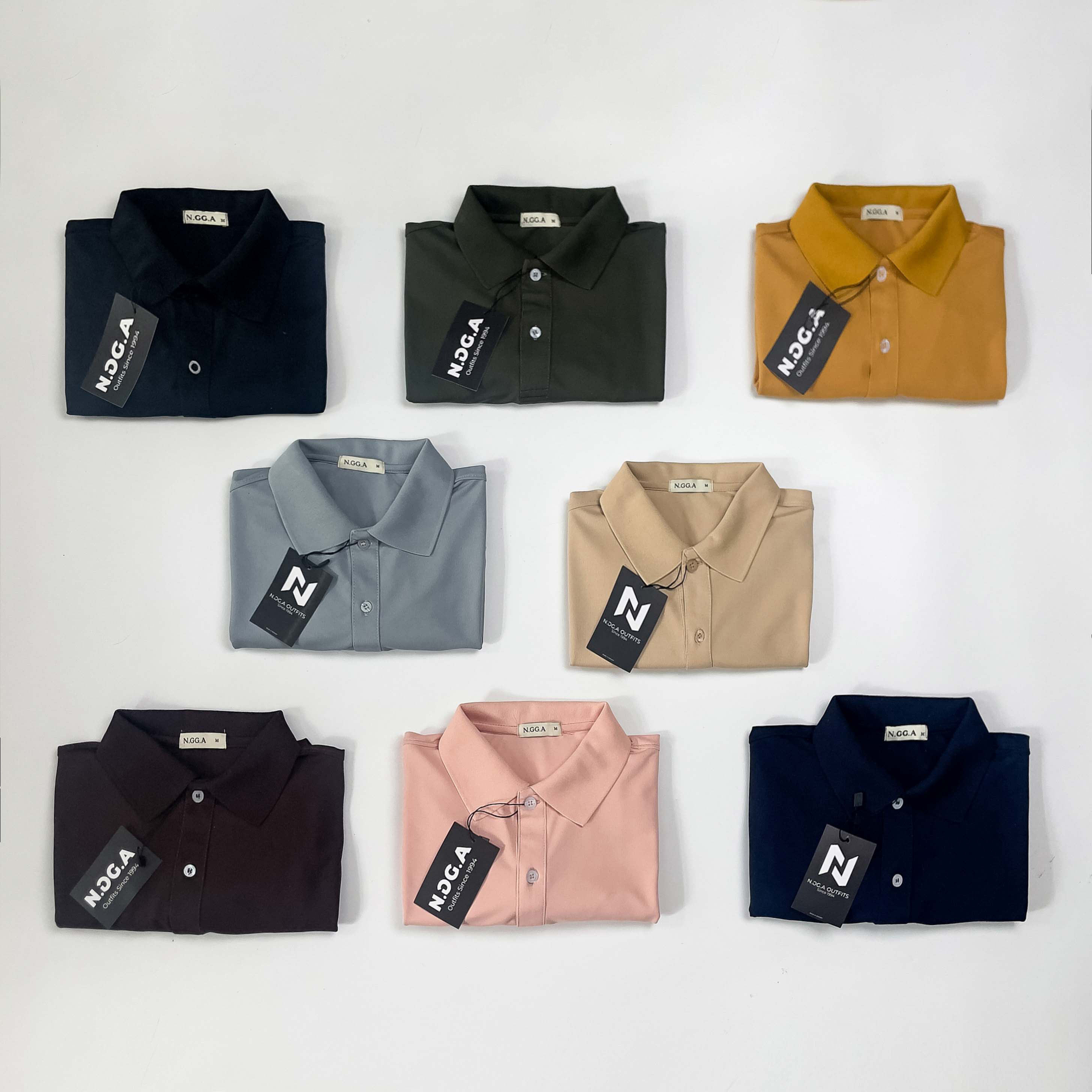 Áo Polo trơn nam - N.GG.A- chất cotton cá sấu - có 17 màu - Size từ 45 -85kg - Thời trang polo nam top men