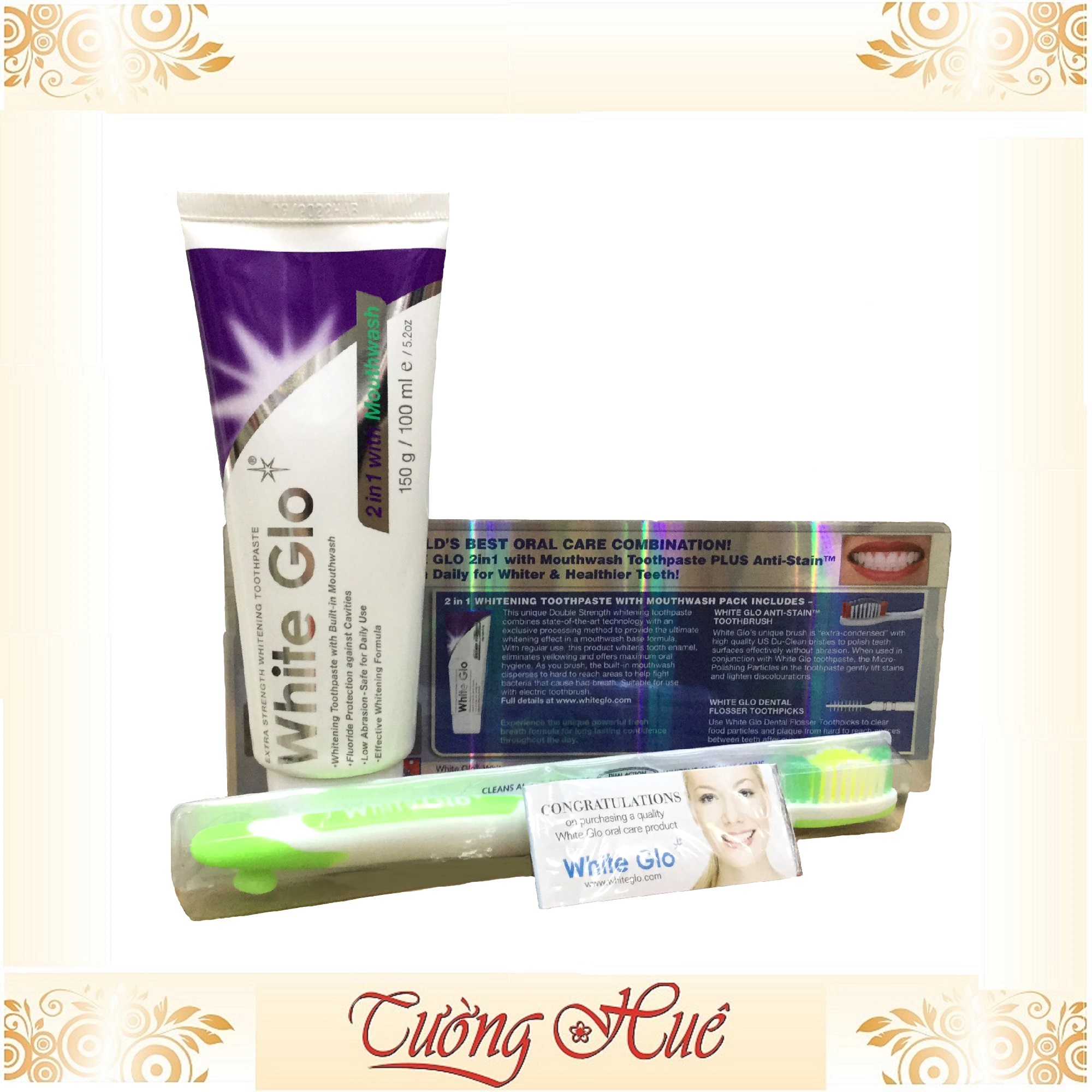 Kem đánh răng White Glo 2in1 with Mouthwash -150g
