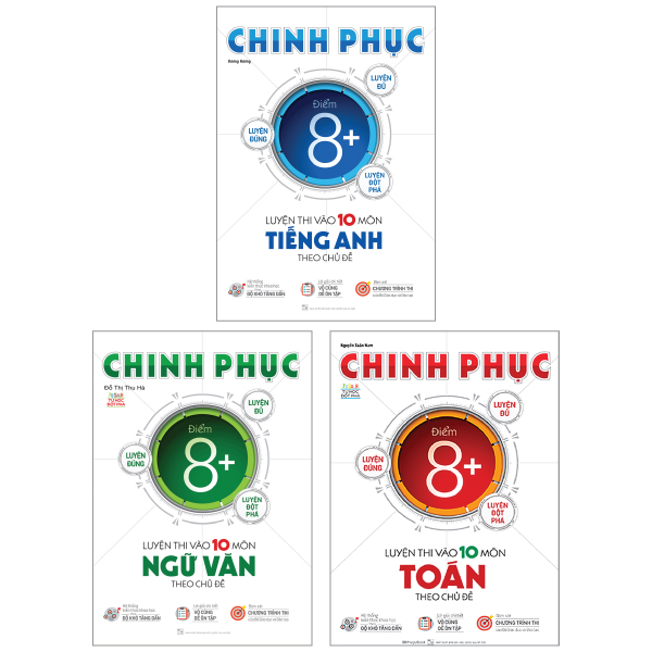 Fahasa - combo sách hay sách chinh phục luyện thi vào lớp 10 theo chủ đề - môn tiếng anh + môn ngữ văn + môn toán