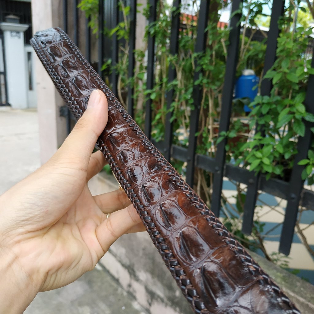 [FREE SHIP] Thắt Lưng Nam Da Cá Sấu [DÂY LIỀN ĐAN VIỀN THỦ CÔNG RẤT ĐẸP]