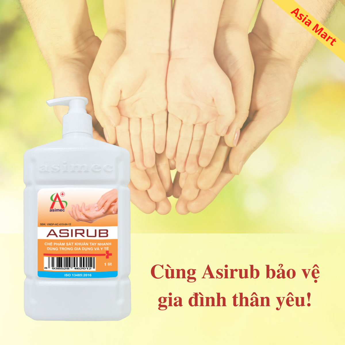 Nước rửa tay khô sát khuẩn y tế 1 lít ASIRUB [CHÍNH HÃNG]