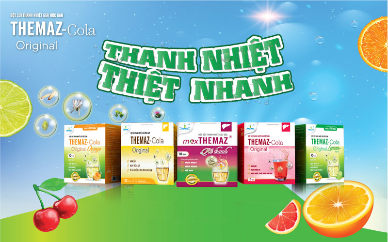 BỘT SỦI THANH NHIỆT GIẢI ĐỘC GAN THEMAZ COLA ORIGINAL, HỘP 20 gói .