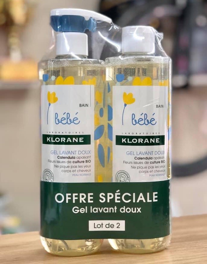 Set 2 chai sữa tắm gội em bé klorane bebe - klo2