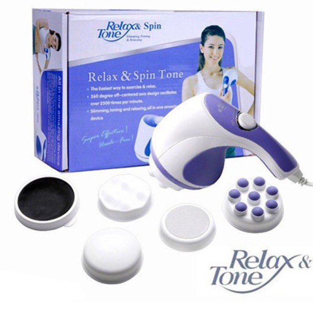 [HCM]máy massage cầm tay mini đánh tan mỡ bụng Relax Spin Tone (3 đầu massage)