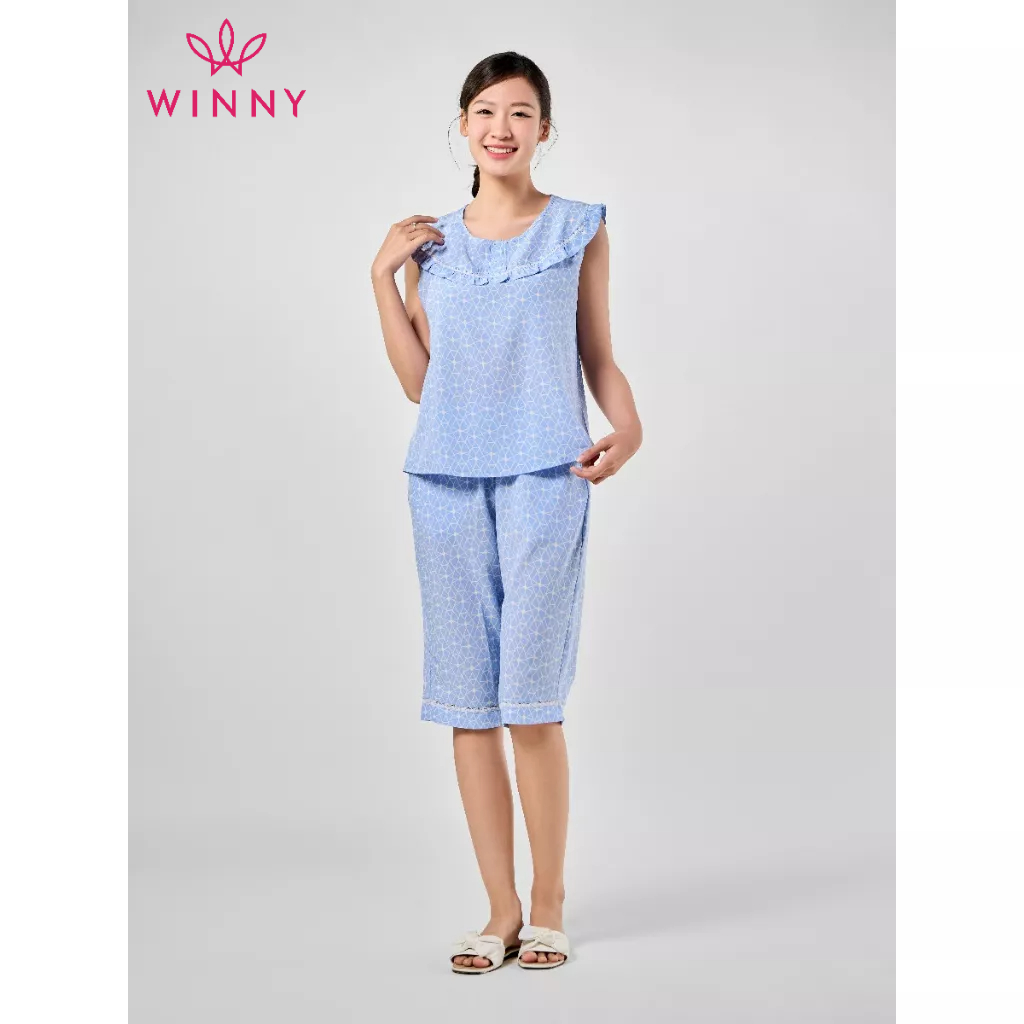 Winny - bộ đồ lụa sát nách quần ngố mặc nhà 2mnsa23026s