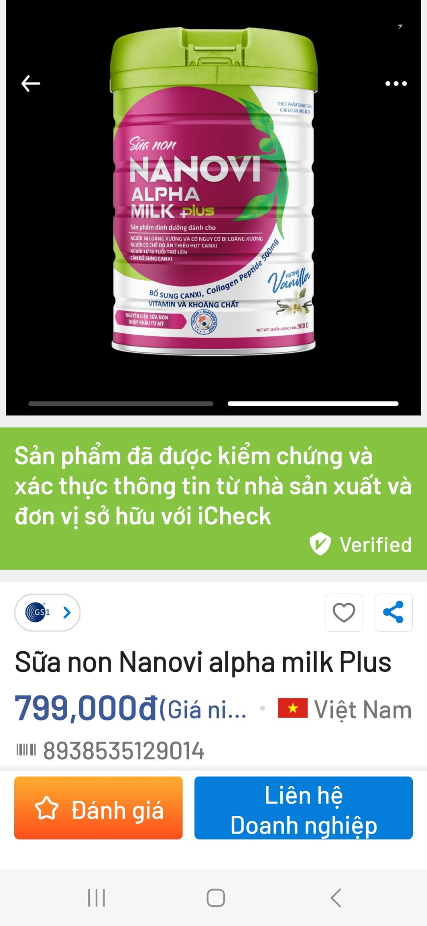 {900g/hộp, HSD 2027} Sữa Non Nanovi Alpha Milk .