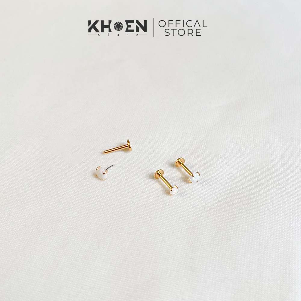 (1 Chiếc) Khuyên tai Đá Opal Trắng Titan - Khoen store