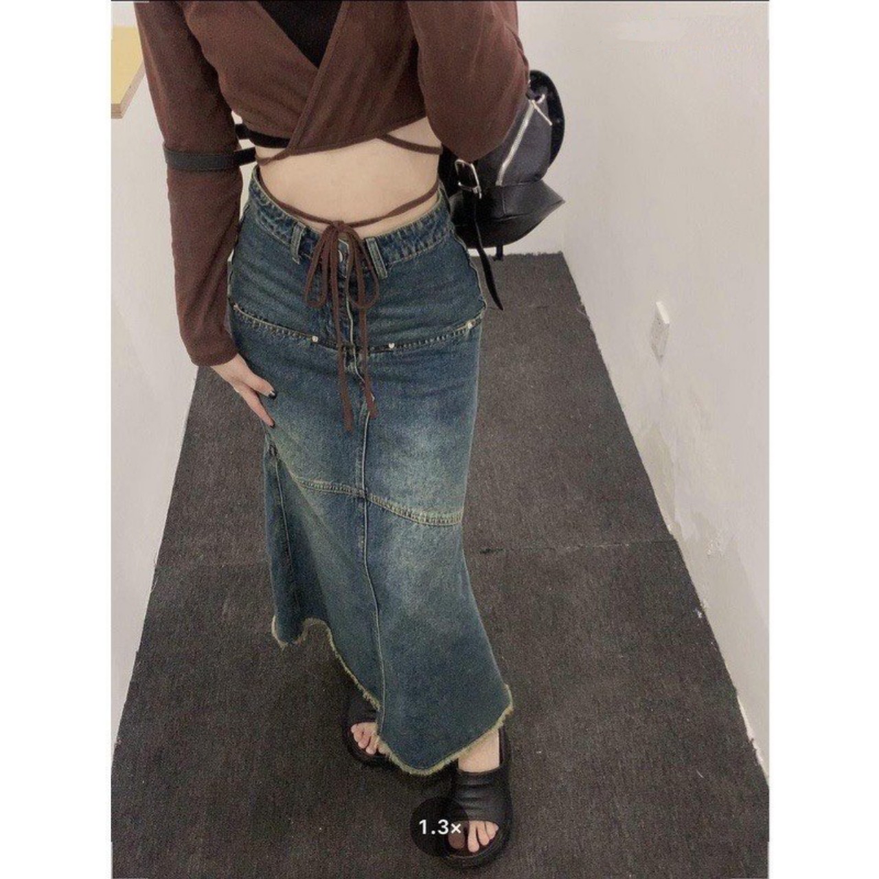 Chân váy denim đuôi cá dáng ôm lưng cao mã cv6857