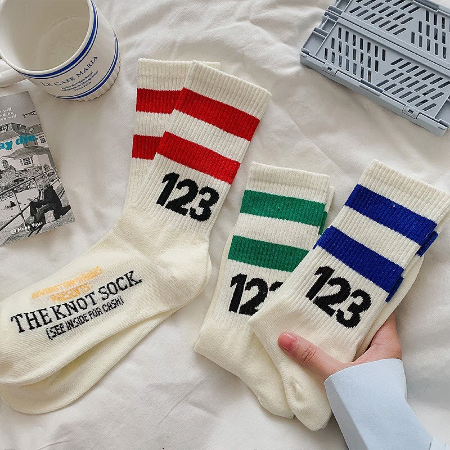 Combo 05 vớ tất cổ cao unisex số 123 phong cách thể thao, đường phố, năng động