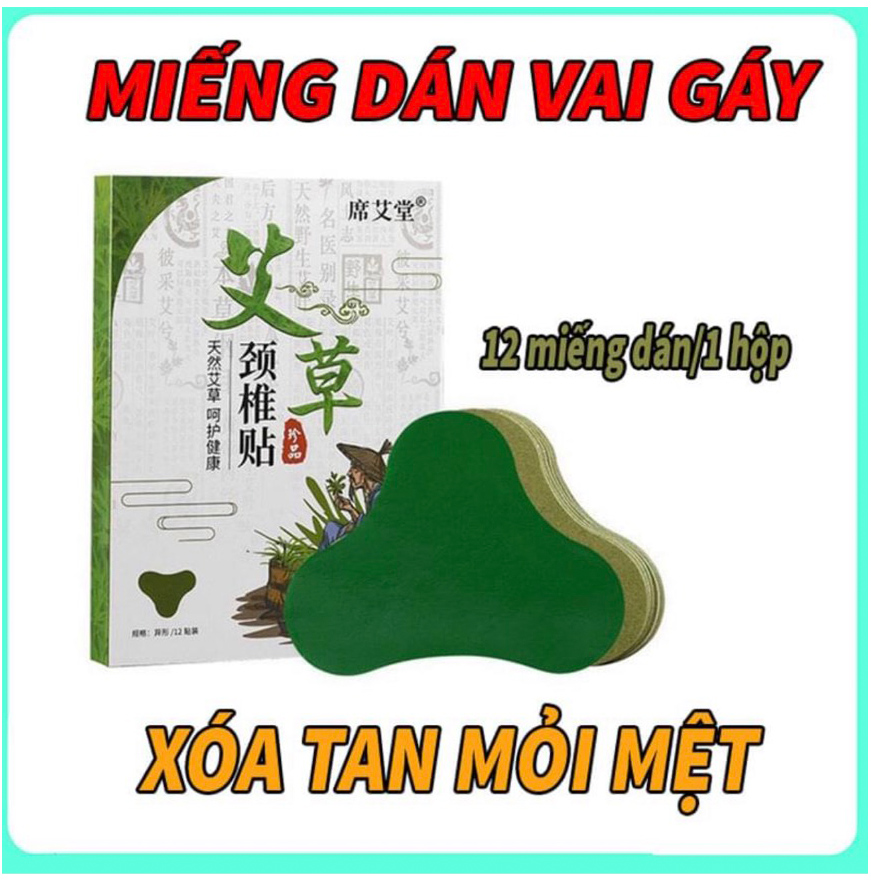 Hộp 12 Miếng Cao Dán Ngải Cứu Giảm Đau Cổ Vai Gáy, Giảm Nhanh Các Triệu Chứng Đau Khớp Gối, Đau Lưng, Đau Đầu