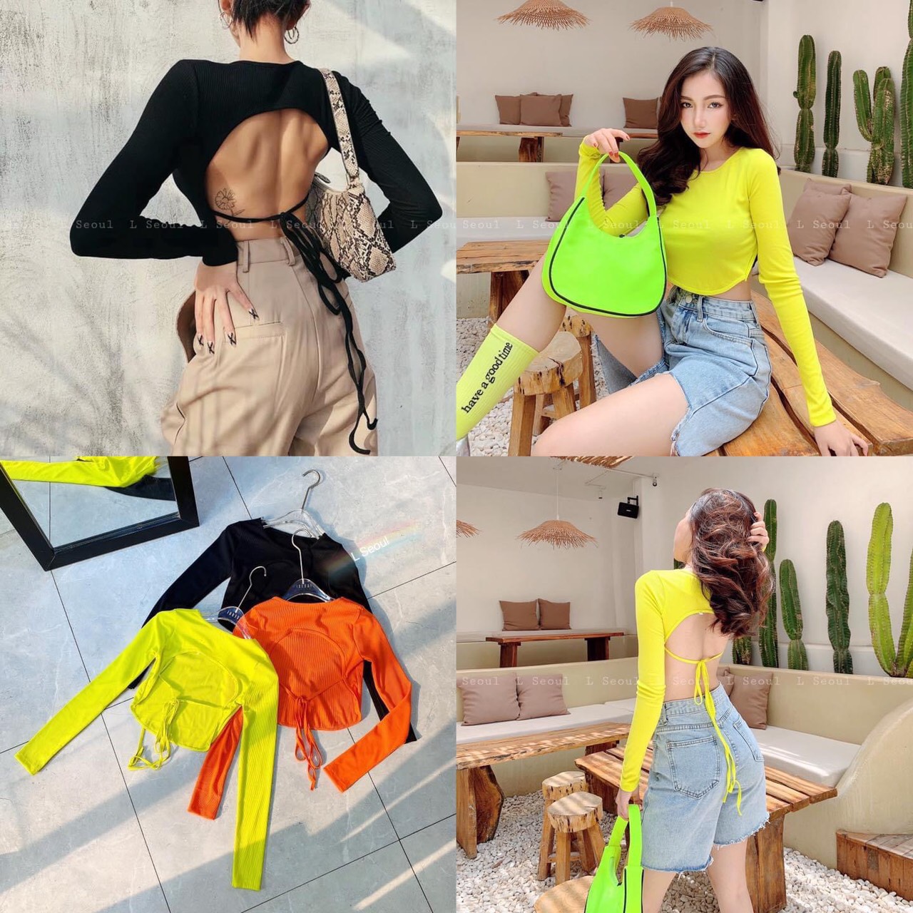 Áo yếm dài tay hở lưng cột dây sexy