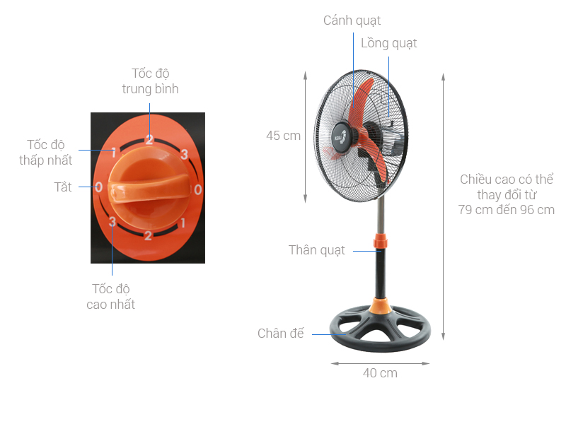 Quạt lửng Asia A16008 Xám