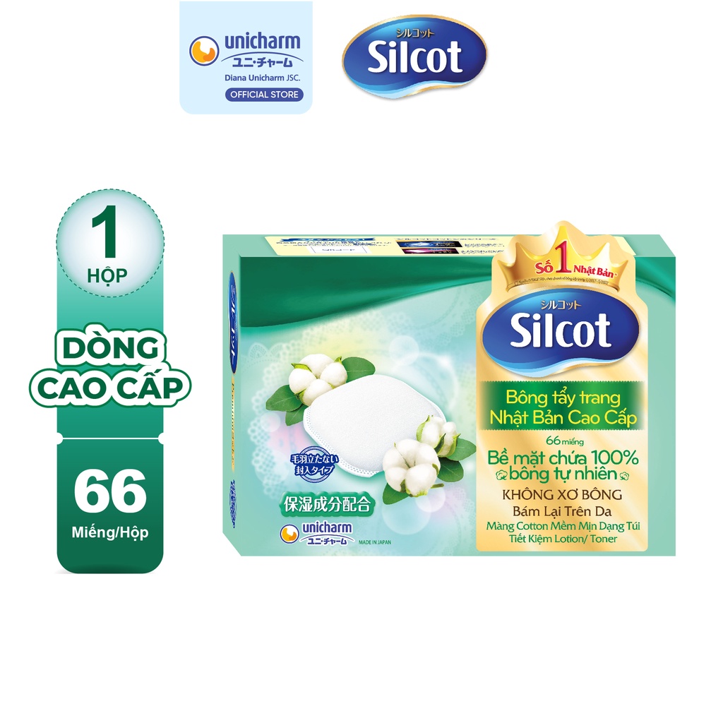 Bông trang điểm cao cấp Silcot Premium (Hộp 66 miếng)