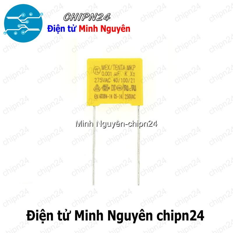 [5 con] (F238) Tụ hộp 102 275VAC 10mm (0.001uF MEX/TENDA MKP K X2 40/100/21) - HH005319