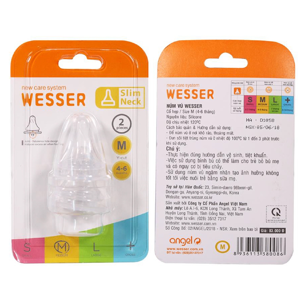 Vĩ 2 núm ty cổ hẹp Wesser (size M)