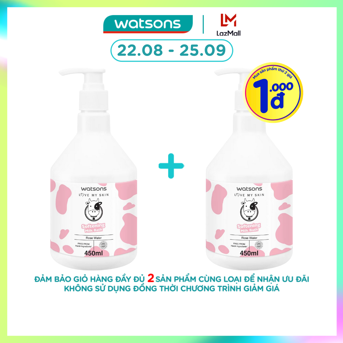 Sữa tắm watsons mềm mượt da love my skin softening milk bath 450ml