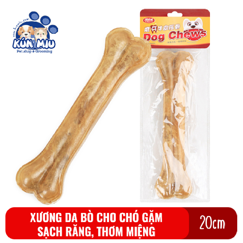 Xương Da Bò Kún Miu Cho Chó Gặm Sạch Răng, Khử Mùi Hôi Miệng Kích Cỡ 20Cm