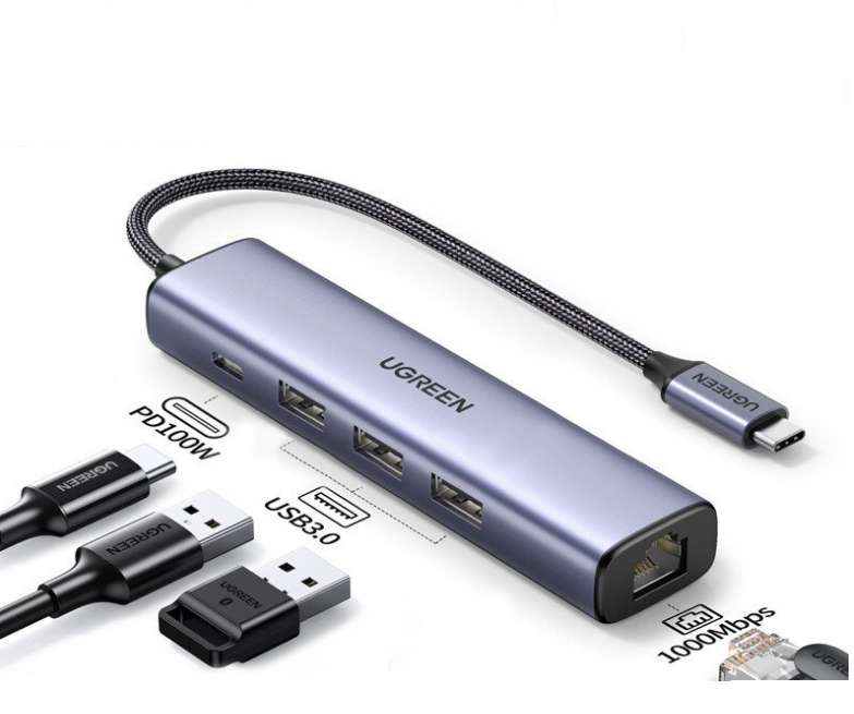 Bộ chia hub usb type c to lan+ 3 cổng usb 3.0 ugreen 20932