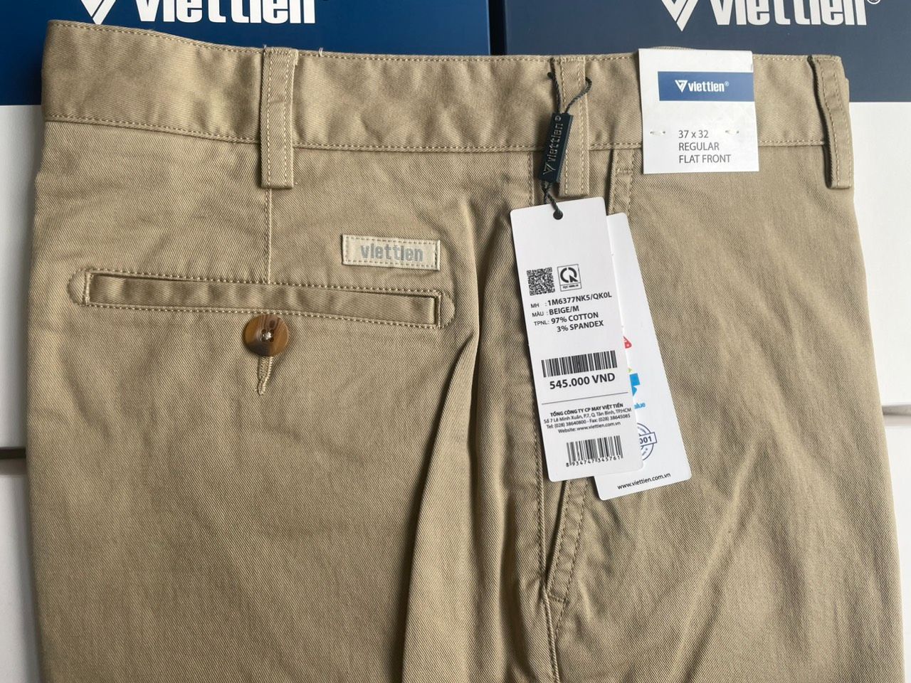 Quần kaki nam Việt Tiến không ly [6S6033]