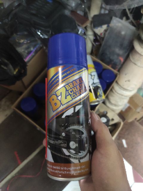 Xịt rửa sên, vệ sinh sên, xích,làm bóng lốp xe máy/ mô tô 450ML hãng BZ[LOẠI BZ brake chain cleaner : rửa thắng và xích]