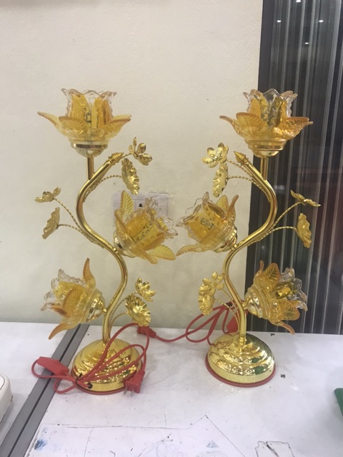 (Hàng Loại 1) ĐÈN THỜ HOA SEN THUỶ TINH 40cm -50cm ( 1 Đôi)