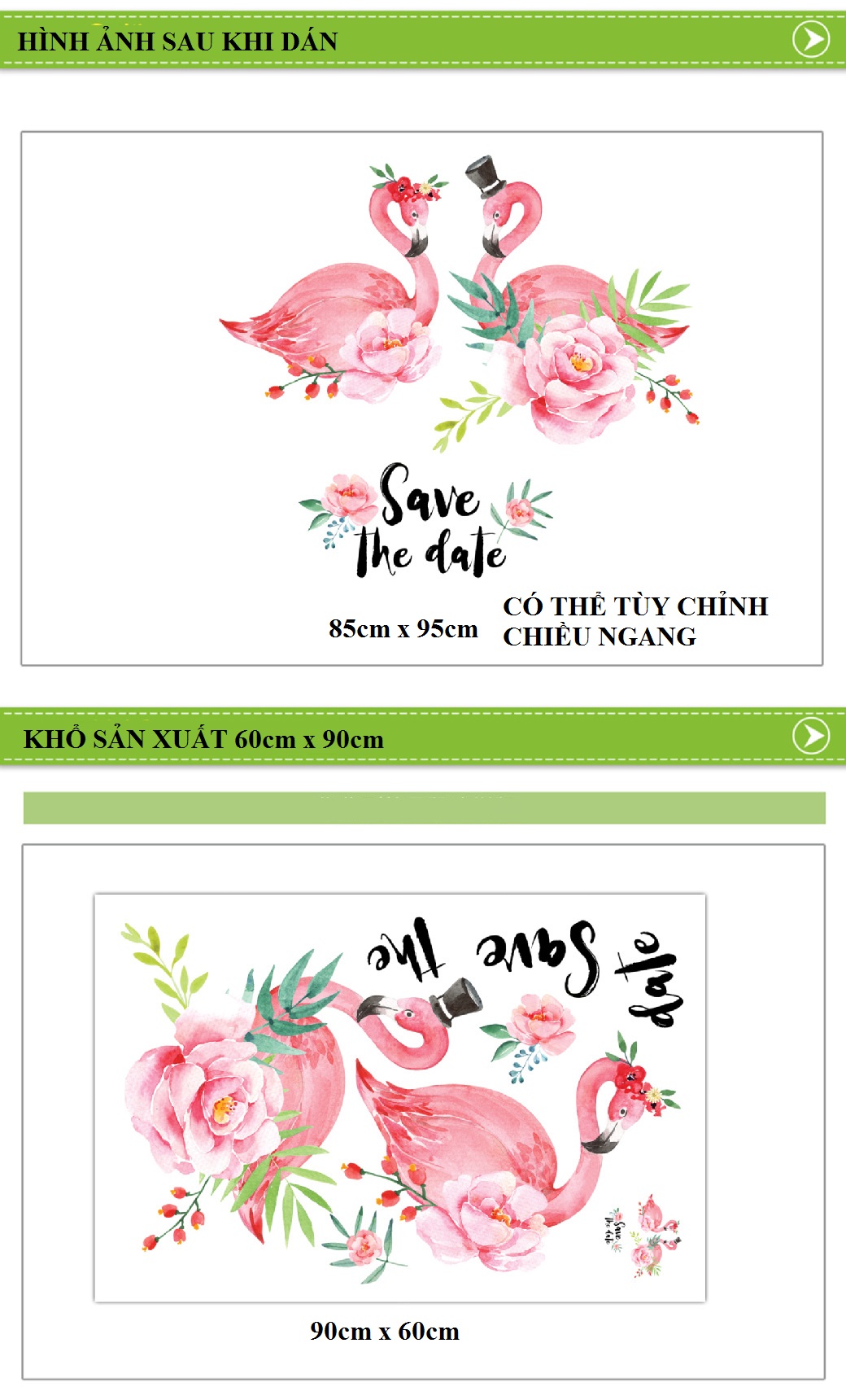 Decal dán tường Đôi hạc hồng -P14 -vivadecals