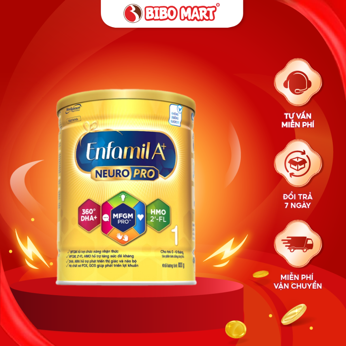 Sữa Bột Enfamil A+ Neuropro FL HMO Vị Nhạt Dễ Uống – 830g Sữa