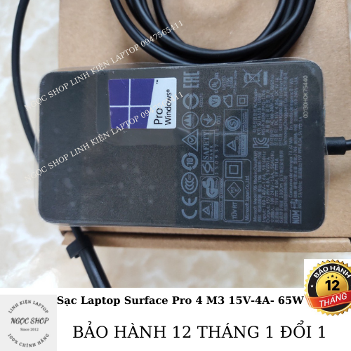 Sạc Surface Pro 4 M3 15v-4a 65W Microsoft Surface Book Surface Pro 4,5,6