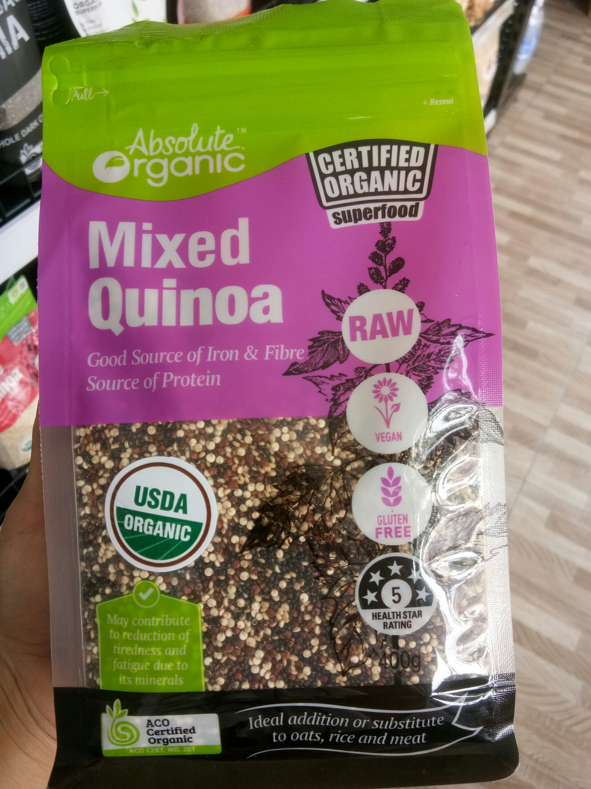 Hạt Diêm Mạch 3 Màu Hữu Cơ -MIXED QUINOA ABSOLUTE ORGANIC N400gr
