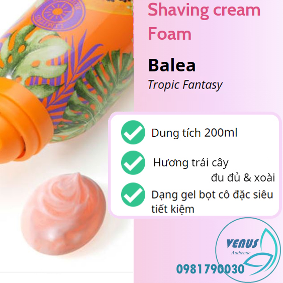 Bọt cạo lông Balea Đức toàn thân và bikini không xước không rát da 150ml & 200ml - Hàng chính hãng Đức