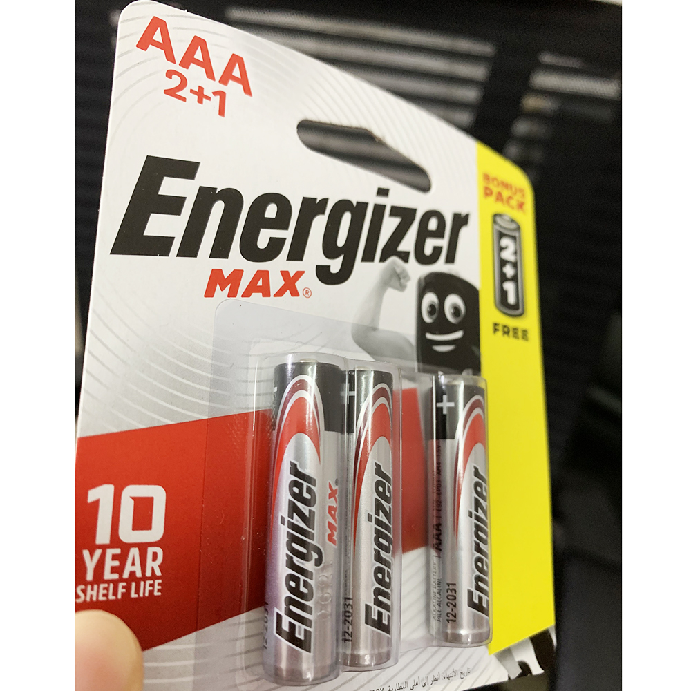 Vỉ 3 viên Pin AAA Energizer Max E92 Alkaline chính hãng