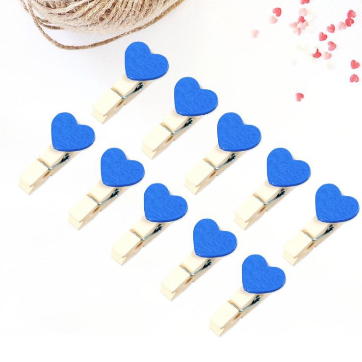 Bộ 10 Cây Kẹp Gỗ Trái Tim (Nhiều loại được chọn)
