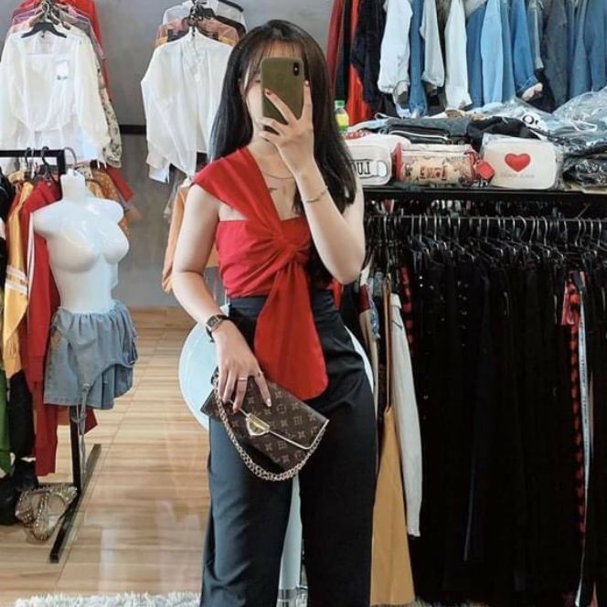 ÁO KIỂU NƠ BẮT CHÉO HỞ VAI SEXY GIRL FORM 50 KG