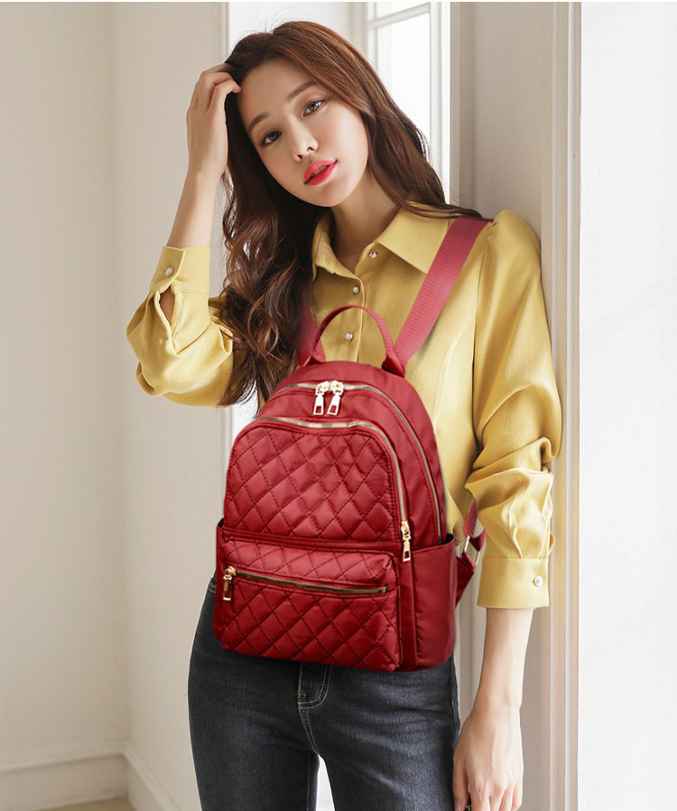 HOÀN TIỀN 15% - Balo nữ thời trang vải dù cao cấp 2 ngăn kéo lớn tiện dụng sọc Caro trẻ trung LX102