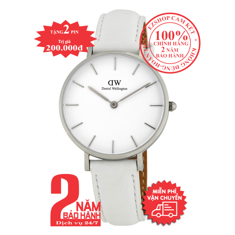 Đồng hồ nữ DanieI Wellington Classic Petite Bondi Ladies Watch - 32mm- màu Bạc (Silver), mặt Trắng (Silver) DW00100190