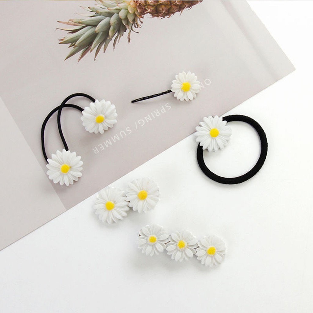 [HCM][Set 10 Dây Thun Cột Tóc Kẹp Tóc Hoa Cúc Đẹp Dễ Thương