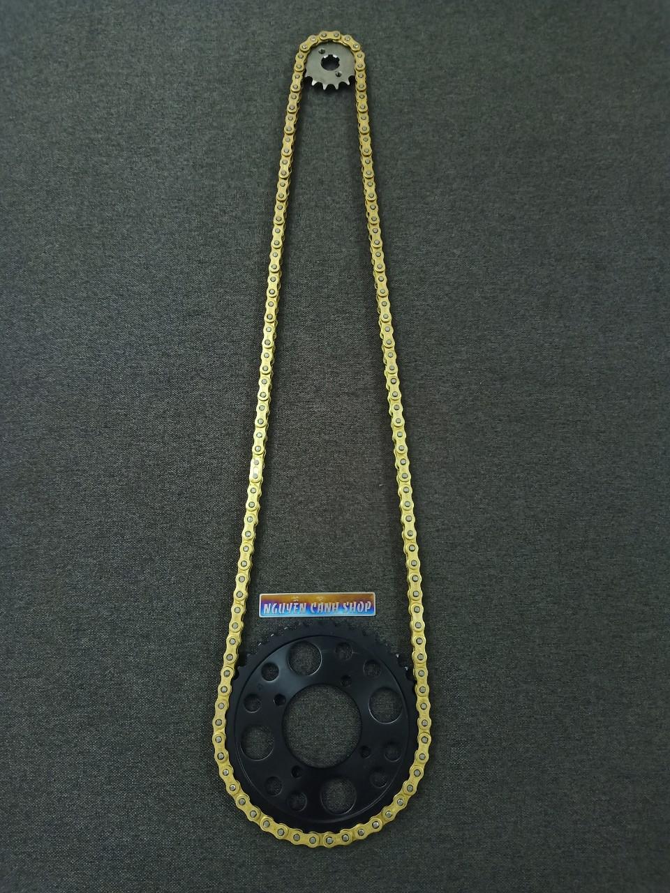 Nhông sên dĩa exciter 135 14-39 dĩa đen sên vàng
