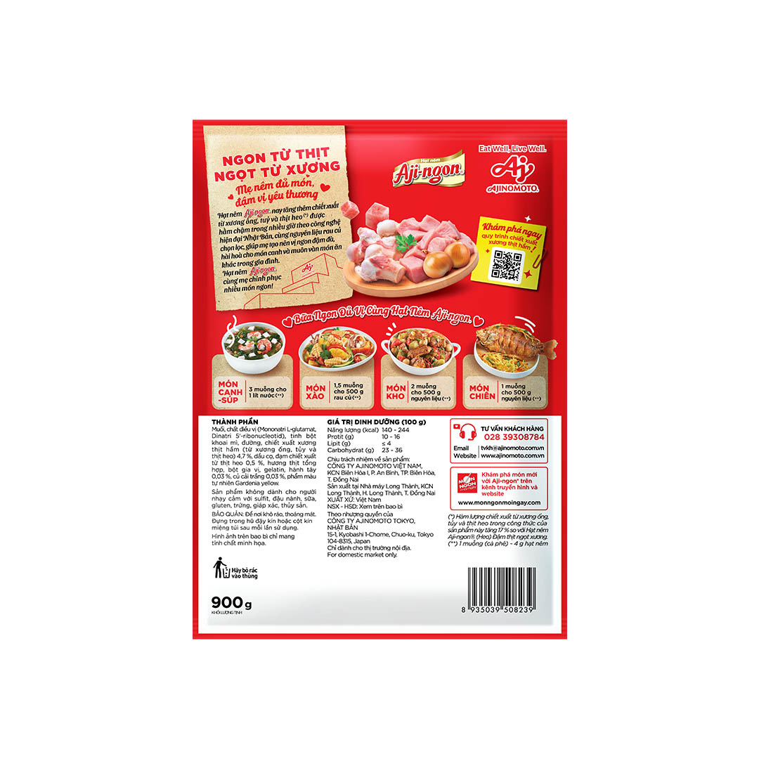 Gói Hạt Nêm Aji-ngon® Heo 900g/Gói