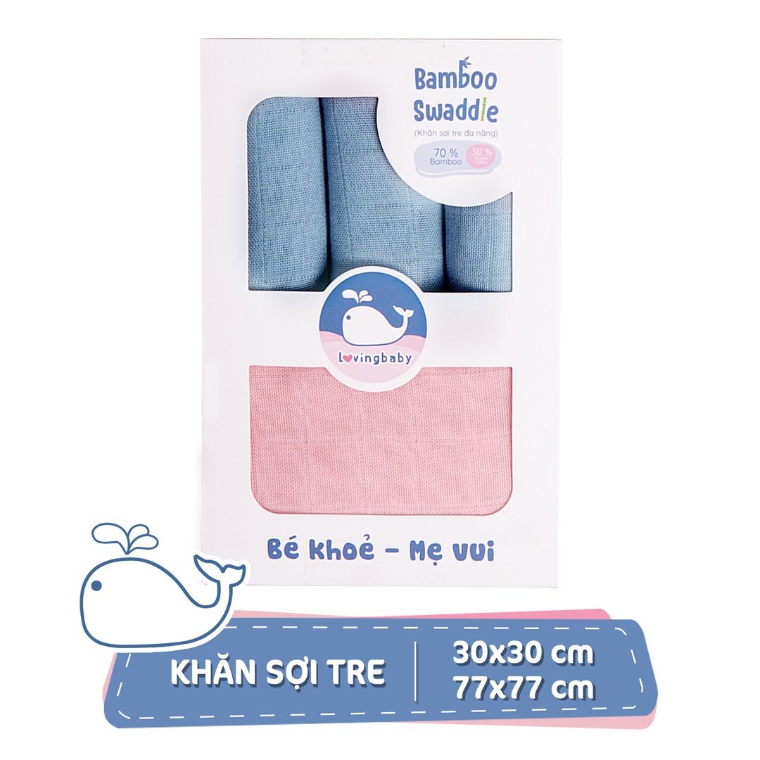 Combo 4 khăn sợi tre cho bé ( 1khăn 77x77cm và 3 khăn 30x30cm )