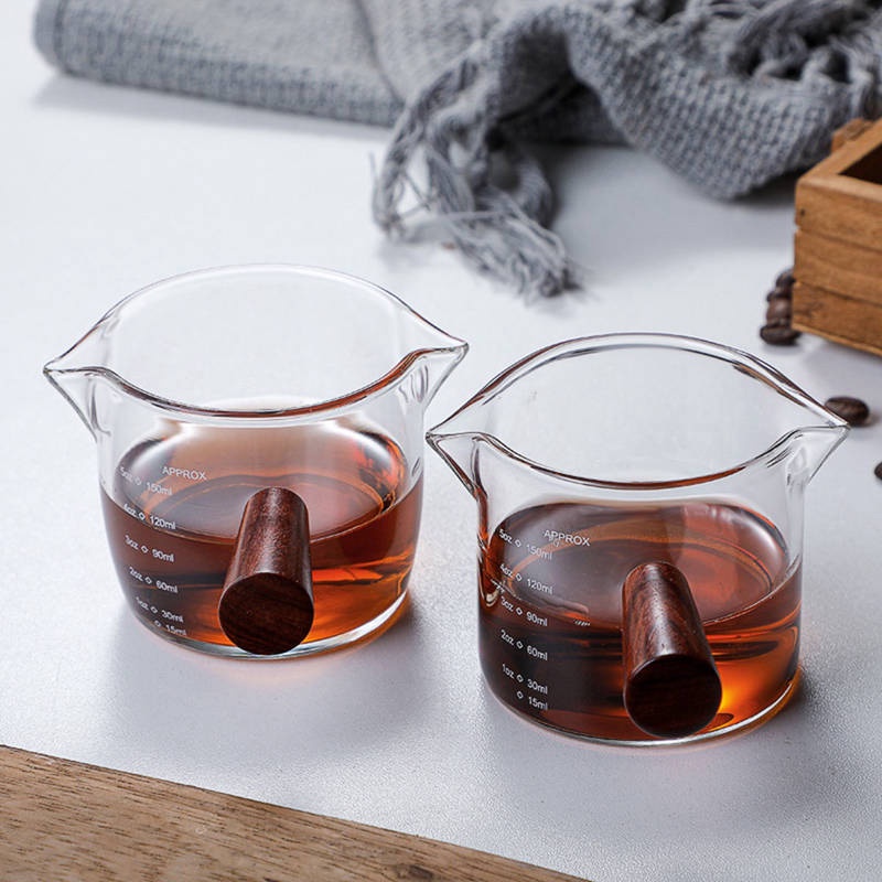 Cốc đong cà phê thuỷ tinh chịu nhiệt có 2 miệng rót 100ml